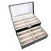 12 Grids Double-Layer Eyeglass Sunglass Oversized Glasses Display Case Organizer Storage Box Black