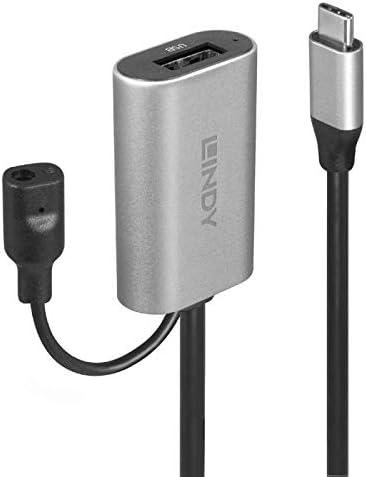 Lindy 5m USB 3.1 Active Extension Cable Type C to A - Black/Silver, 5 m