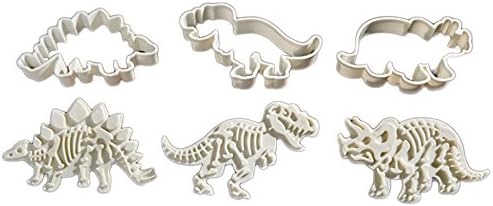 Komise DIY 3pcs Dinosaur Shape Biscuit Cookie Cutter Fondant Cake Decor Baking Mold White Set Tool Cake Mold for Kitchen for Festival Birthday Weekend Holiday Anniversary (White)