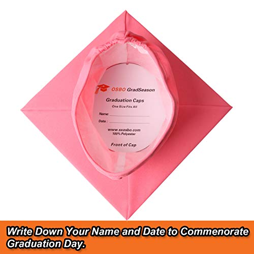 OSBO GradSeason Matte Graduation Gown Cap Tassel Set 2018 & 2019 for High School and Bachelor (Pink, 57"(6'0"-6'2")) - Thumbnail 5