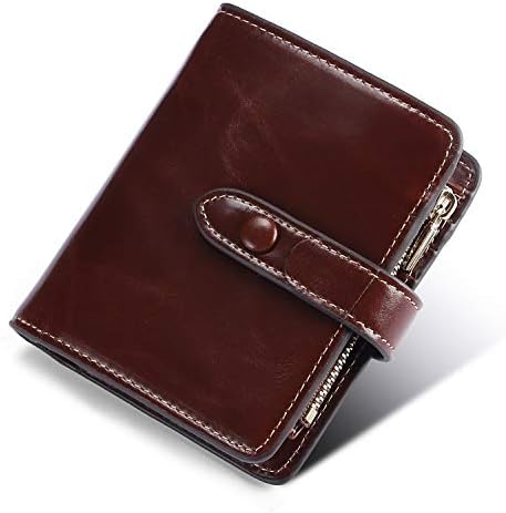 Yafeige Women's RFID Blocking Small Compact Leather Wallet Trifold Ladies Zipper Pocket Wallet Coin Purse(Coffee)