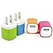 Omni Travel Charger Adapter  Lot 2 2-Tone USB AC Universal Power Home Wall Travel Charger Adapter for iPhone 6 plus 4 4S 5 Samsung HTC, 4 Piece