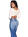 Allegrace Women Sexy Crop Top Shirts Lady Summer Tops White,White,Large