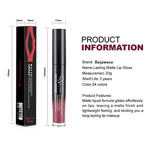 Lip Gloss by Rejawece - Waterproof Long Lasting Matte Lip Gloss Liquid Lipstick Beauty Makeup Cosmetics Lip Stick - Single Color 2#