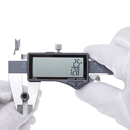 Clockwise Tools DCLR-0605 Electronic Digital Caliper Inch/Metric/Fractions Conversion IP54 Protection 0-6 Inch/150 mm Stainless Steel Body Super Large LCD Screen Auto Off Featured Measuring Tool (Cert