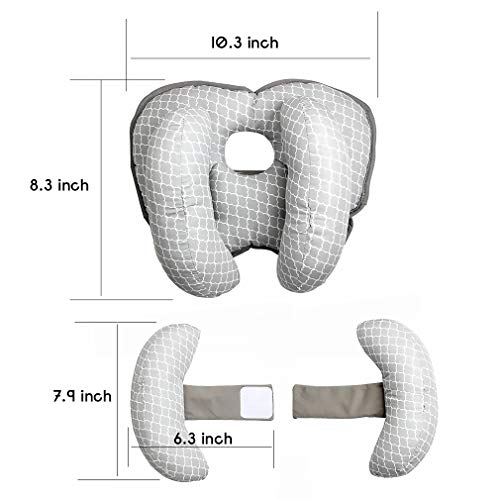 Adjustable Baby Travel Neck Pillow for Car Seat, 2 in 1 Pushchair Strollers Soft Head Neck Support for Infant Toddler,Organic Flat Head Pillow with Banana Neck Pillow for 6 Months to 2 Years - Thumbnail 6
