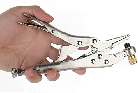 8.5" Air Conditioner Refrigerant Recovery Tube Locking pliers round nose Welding Tool Straight Jaw Vice Grips Pliers set