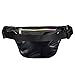 FZGJ Fanny Pack-PU Waterproof Rave Festival Hologram Travel Waist Bag (Black-02)