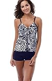 Attraco Women's High Waist Floral Tankini Two Piece Swimsuit Swimwear 18
