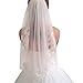 RULTA 1 Tier Lace Appliques Bridal Veil Crystal Beaded Tulle Wedding Veils with Comb (Ivory)