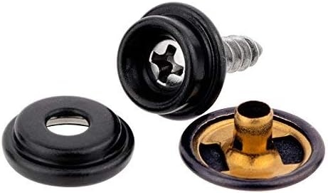 YMAISS 75pcs Fastener Screw Snaps Black,Marine Grade 3/8"Socket with Stainless Steel 5/8"Screw in Upholstery Snaps for Boat Canvas,Cover. Black Color