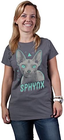 Yellow Hydrant Sphynx Breed Cat Star T-shirt Ladies/Juniors Sizes Dark Heather Gray Large