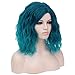 Mildiso Blue Wigs for Women Short Bob Wavy Heat Resistant Synthetic Soft Full Hair Wig, 14’’ Shoulder Length Cute Light Blue Wig for Party Cosplay Daily Use with Comfortable Wig Cap M004BL