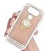 LG G6 Case,XIHUA Luxury Crystal Rhinestone Soft Rubber Bumper Bling Diamond Glitter Mirror Makeup Case with Ring Stand Holder for LG G6 - Rose Gold