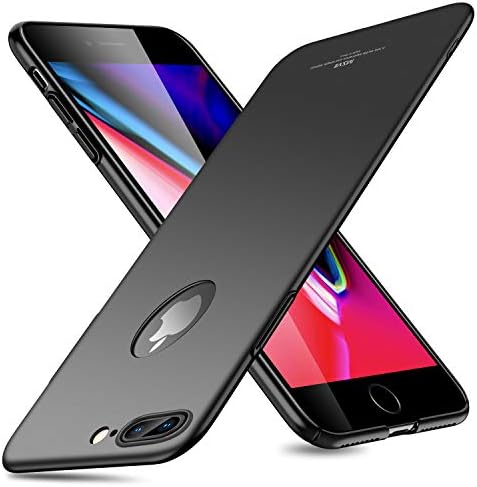 MSVII iPhone 8 Plus Cover Case Ultra Thin Hard Back Cover Smooth Matte Finish Scratch Resistant Shockproof Phone Cases for iPhone 8 Plus with Screen Protector Black