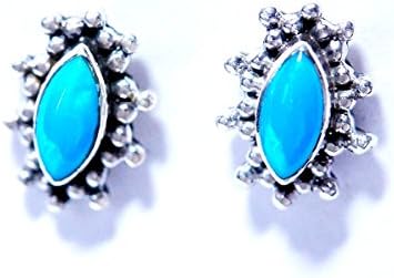 Amazon 天然石 マーキス カボションカット ターコイズ装飾 フラワー 花 アレンジ スタッド 銀の鋲 デザイン メンズ レディース インディアンジュエリー シルバー925 スタッドピアス ピアス 通販