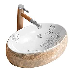 HomeLava Lavabo Sobre Encimera para Baño Lavabo de Cerámica Blanco