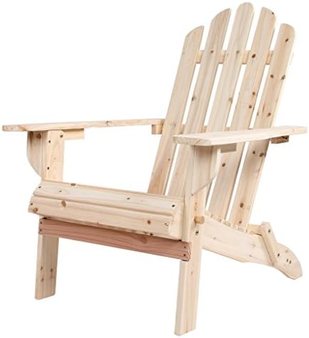 VH FURNITURE Outdoor Foldable Wood Adirondack Lounge Chair Patio Deck Garden Furniture, Natural