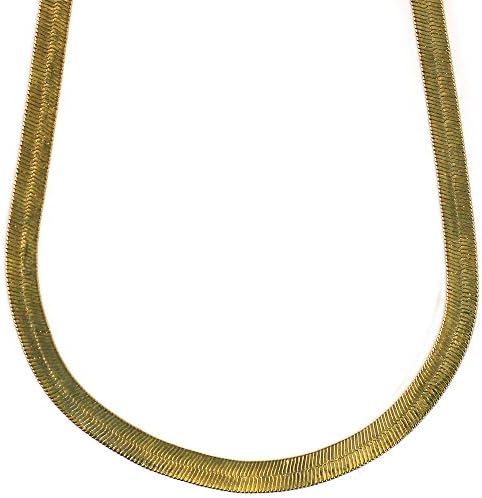 Mega Jewellery 14k Gold Plated Herringbone Chain Necklace 6mm X 24" High Quality