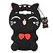 XKAUDIE(TM) 3D black Lucky Fortune Cat Kitty with Cute Bow Tie Silicone Rubber Phone Case Cover for Samsung Galaxy On5/G550