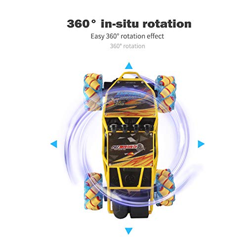 RC Car,Remote Control Car,Stunt Car Toy, Drift Stunt Car Drive Off-Road Vehicle 360° Flips Truck Remote Control Programmable Car As Gifts for Boys & Girls Adults (Yellow) - Thumbnail 6