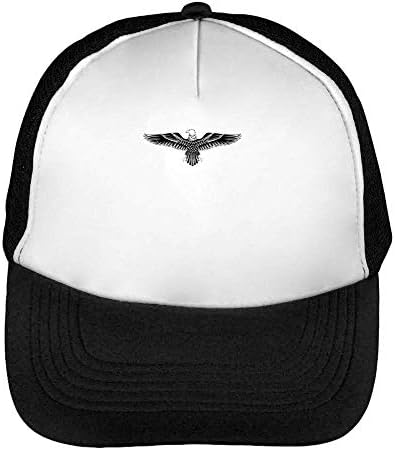 Eagle Wings Men's Baseball Trucker Cap Hat Snapback Black White