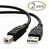 USB 2.0 Printer Cable 10ft, COM4SPORT Type A Male to Type B Male PC Desktop to Printer Scanner Cable for HP Canon Lexmark Epson Dell Black 2 Pack