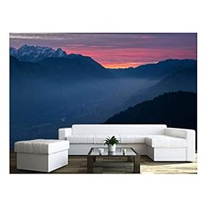 Mountain at Sunset - Removable Wall Mural | Self-Adhesive Large Wallpaper - 66x96 inches