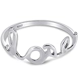 925 Sterling Silver LOVE Script High Polished Ring Available in Sizes 4-10