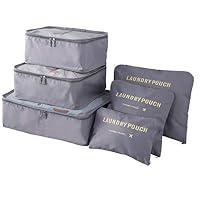 RG51TQ61b 6Pcs/Set Travel Storage Bags,Waterproof Luggage Organizer Pouch,Clothing Sorting Packages for Travel Gray