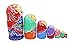 Winterworm Set of 7 Pieces Wooden Handmade Traditional Blue Red Colorful Flower Russian Nesting Stacking Dolls Matryoshka Kids Children Gifts Toy for Home Desk Room Party Decoration