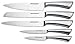 Knife Set With Acrylic Stand Stainless Steel - 6 Piece - Cutlery Set For Cutting & Carving Great for Use in Cooking at Home And Commercial Kitchen - By Kitch N’ Wares
