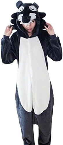 Adult Halloween Cosplay Wolf Animal Pajamas Animal Onesie sleepwear (XL (70.5"-74"))