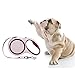 SlowTon Retractable Dog Leash, 16ft Walking Jogging Training Leash with Polyester Tape for Small Medium Dog up to 50lbs, with Hand Grip and One Button Brake & Lock (Pink)