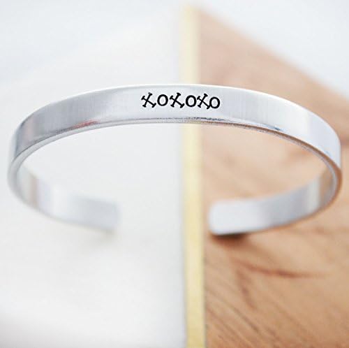 XOXO Jewelry Hand Stamped Cuff Bracelet Valentine's Day Gifts for Her Under 20 Dollars Teen Daughter
