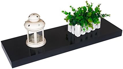 LOYOKI Floating Shelf, Wall Mounted Storage Shelves, Retro Display Shelf Bookcase 23.6 inch (Black)