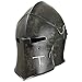 NAUTICALMART Dark Armour Visored Barbuta Helmet