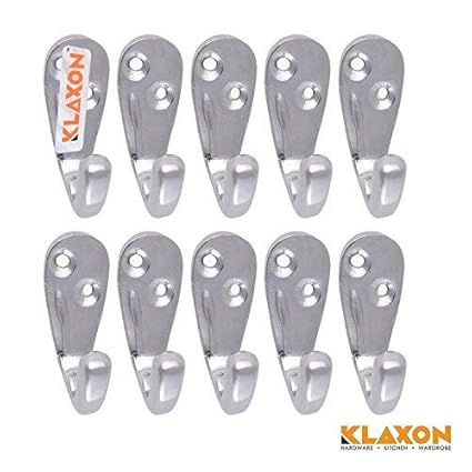 Klaxon S2- Single Brass Single Hook - Wall Mounted Coat Hooks (Chrome Finish, 10 PCs)