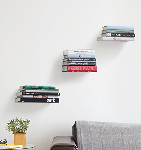 Umbra Conceal Floating Bookshelf, Small, Silver, Set of 3