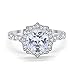 Blue Apple Co. Art Deco Ring 10mm Cushion Cut Halo Cubic Zirconia Marquise Style Vintage Statement Wedding Engagement Rings For Women 925 Sterling Silver Gifts For Her