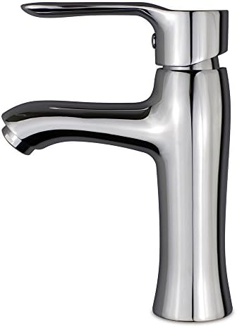 Seafulee Faucet Modern Curve Spout Single Handle Deck Mounted Bathroom Vessel Sink Faucet, Polished