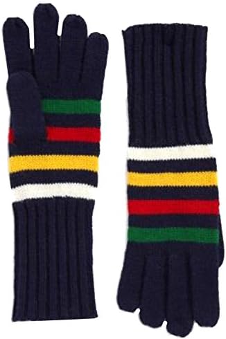 Hudsons Bay Company Striped Wool-Blend Gloves Navy