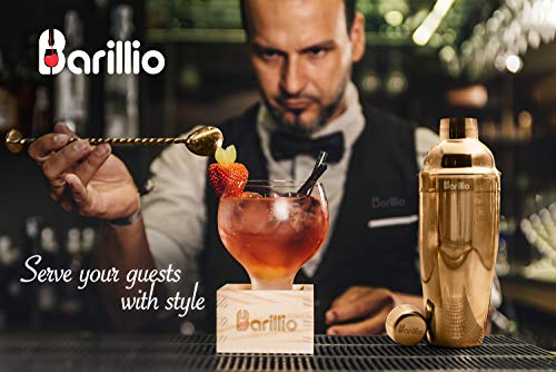 Barillio Cocktail-Shaker-Set aus Edelstahl, 680 ml, Martini-Mixer, Stößel, Rührlöffel, Messbecher, 2 Likörausgießer… – Bild 7