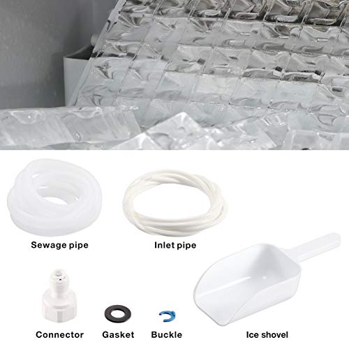 AGLUCKY Commercial Ice Maker Machine, Automatic Ice Maker,Ice Cube Ready in 11mins,8.8lbs Ice Storage,Self-clean Function,LCD Display,LED Light with Ice Shovel 84lbs/24h,Black - Thumbnail 4