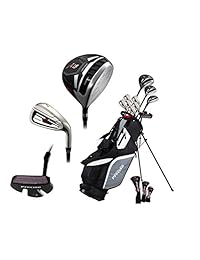 precisegolf Co. 14 piezas para hombre todos los grafito Senior Juego completo de palos de golf paquete titanio conductor, Fairway, híbrido, SS 5-PW hierros, Putter, bolsa de soporte un Flex cañas