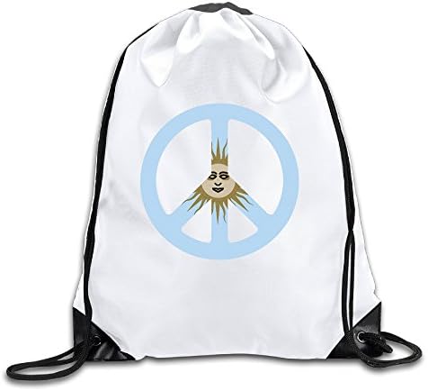 Argentina Peace Symbol Drawstring Backpack Bag White