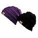 Trendy Warm Chunky Soft Stretch Cable Knit Slouchy Beanie Skully HAT20A Gift Set-Black and Deep Purple