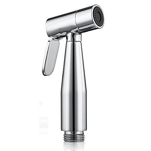 Best Modern Chrome Toilet Shattaf Sprayer, Hand Held Bidet Sprayer Bathroom Toilet Set, 49 Inch Metal Hose, T-Valve and Mounting Clip Adapter