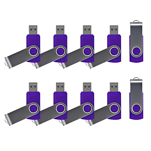 Enfain 8GB USB 2.0 Purple Flash Drive Swivel Thumb Drive Gift Jump Drive Memory Sticks with LED Indicator, Plus 12 White Labels for Hand Marking Content Uploaded ( Purple, 10 Pack)