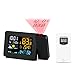 Protmex Projection Alarm Clock Weather Station, PT3391 WWVB Radio Controlled Clock Weather Monitor Indoor/Outdoor Thermometer, Dual Alarm Clocks for Bedrooms, LED Display with Dimmer, 12/24 Hours